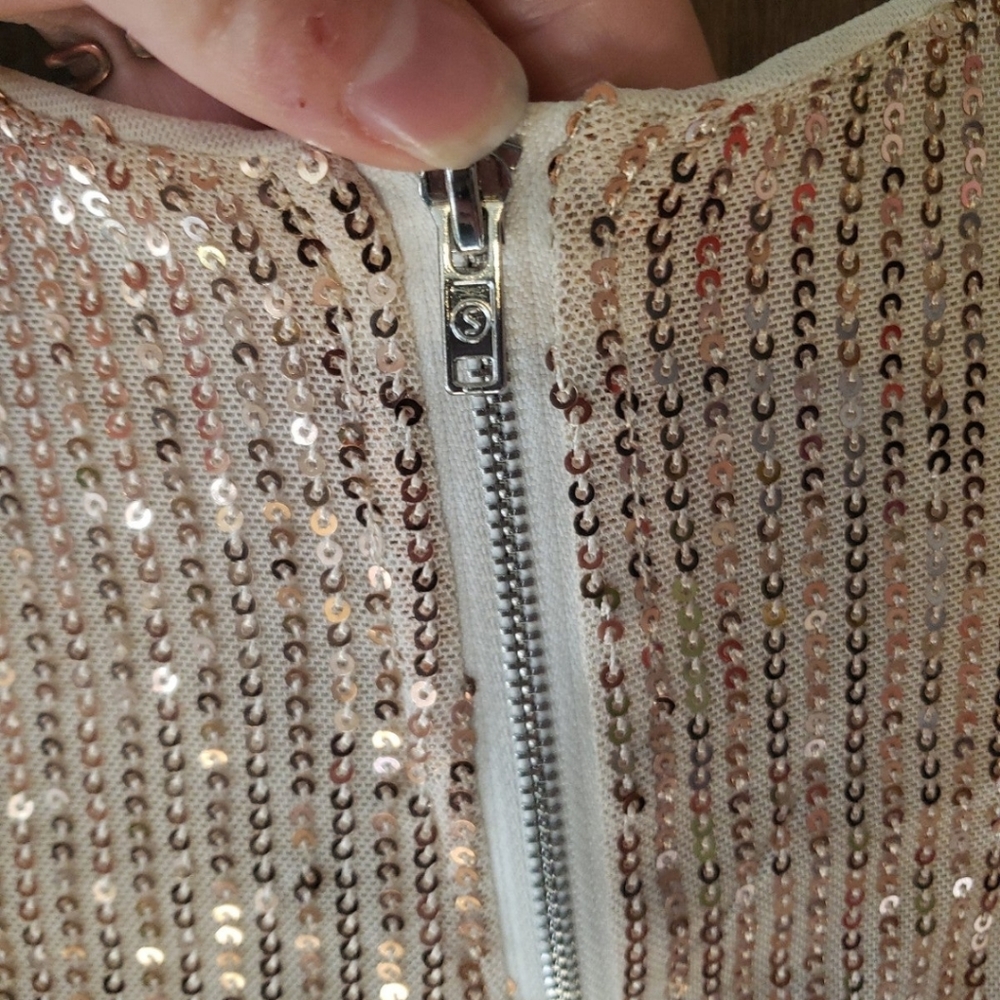 Sequin Sparkle Special Event Crop Top Large - image 5